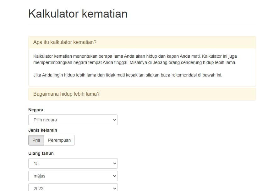 Aplikasi Kalkulator Kematian Online Via Web Kingscalculator